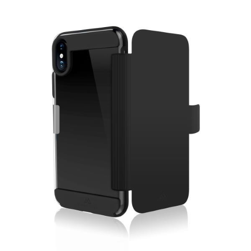 BLACK ROCK APPLE iPHONE X/XS CUSTODIA A LIBRO IN SILICONE NERO
